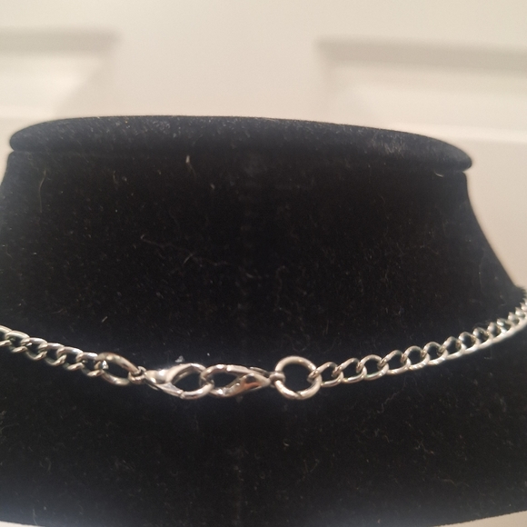 Silvertone Tourquoise Stone Tassel Neckless - Picture 2 of 5